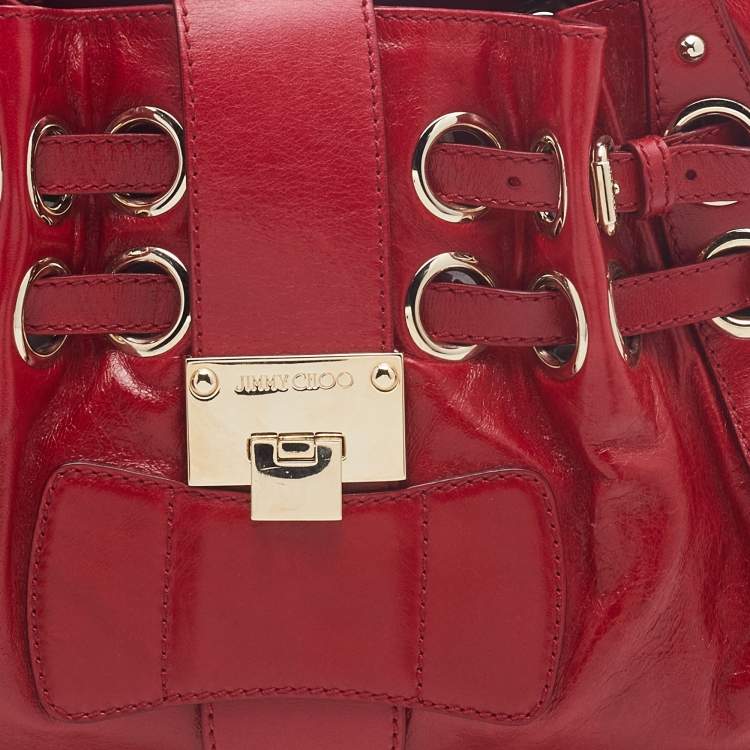 Pre Owned Jimmy Choo Red Leather Ramona Shoulder Bag