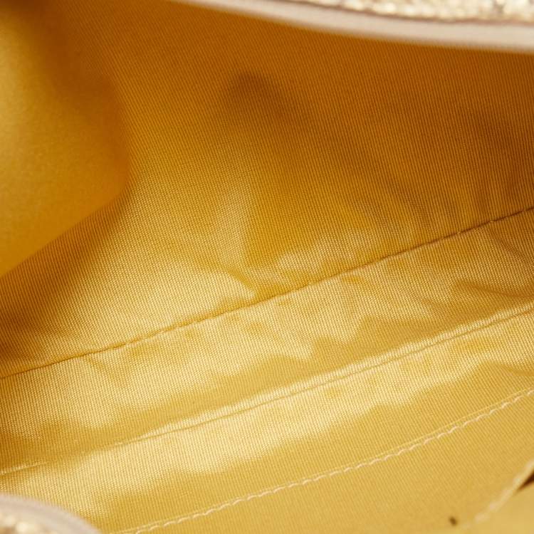 Pre Owned Jimmy Choo Gold Python Leather Clasps Clutch