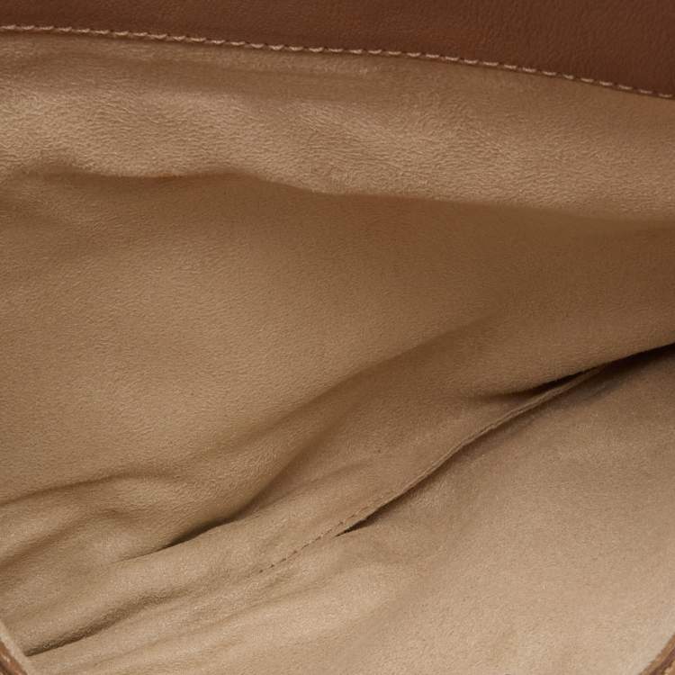 Pre Owned Jimmy Choo Beige Leather Chandra Fold over Clutch