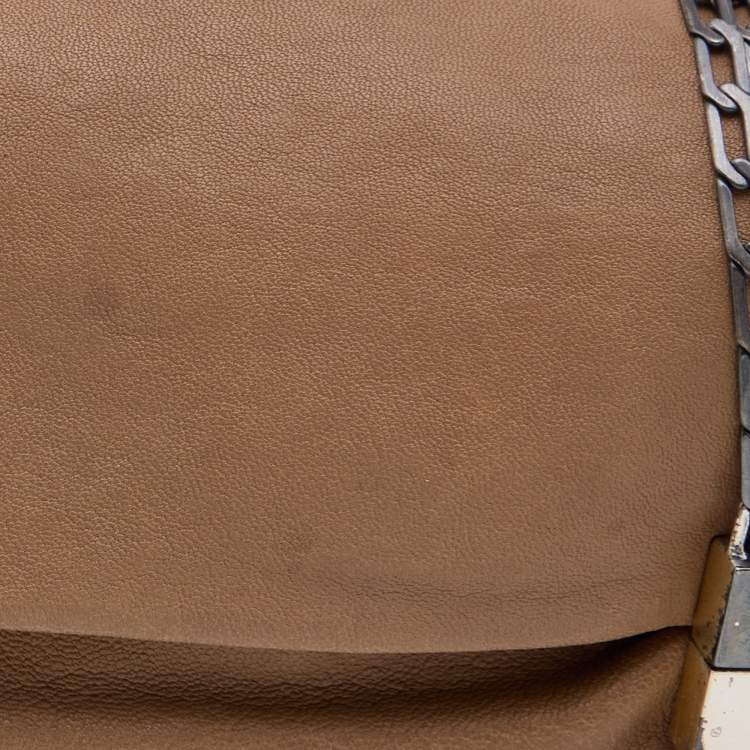 Pre Owned Jimmy Choo Beige Leather Chandra Fold over Clutch