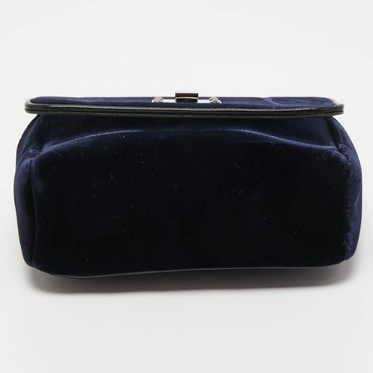 Pre Owned Jimmy Choo Blue Velvet Ruby Chain Crossbody Bag