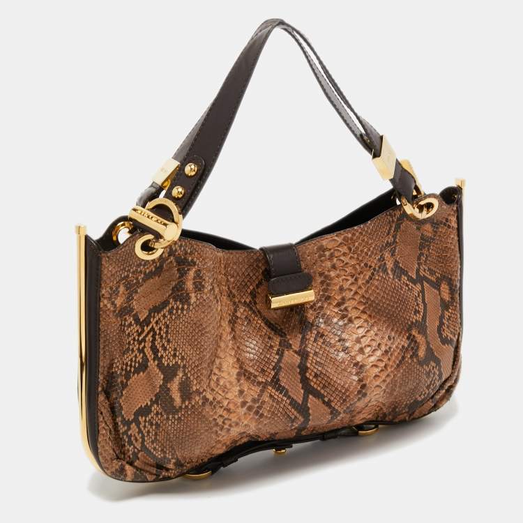 Pre Owned Jimmy Choo Brown Watersnake Leather Ayse Shoulder Bag
