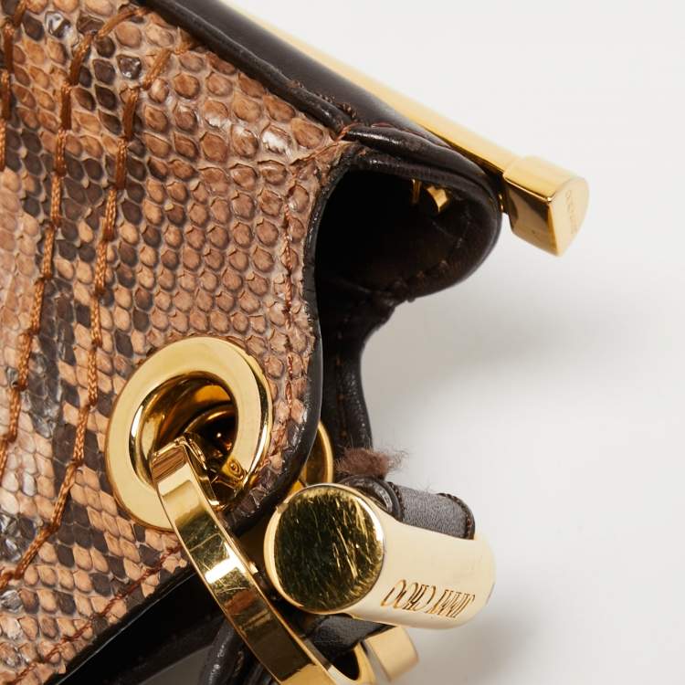Pre Owned Jimmy Choo Brown Watersnake Leather Ayse Shoulder Bag