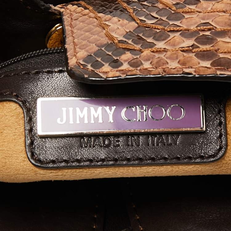 Pre Owned Jimmy Choo Brown Watersnake Leather Ayse Shoulder Bag