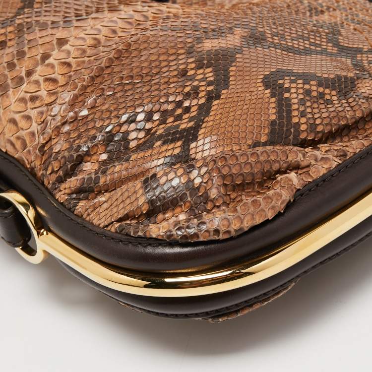 Pre Owned Jimmy Choo Brown Watersnake Leather Ayse Shoulder Bag