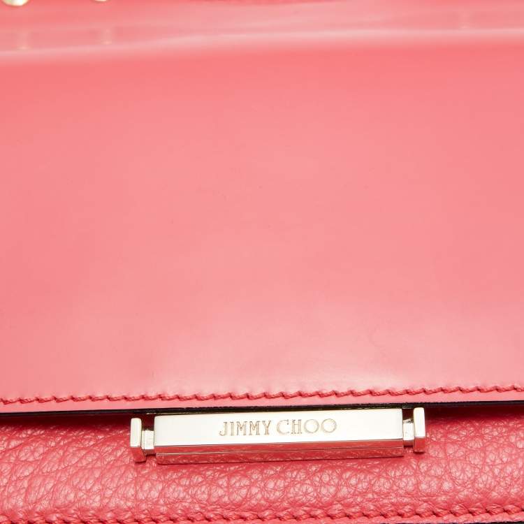Pre Owned Jimmy Choo Peach Pink Leather Top Handle Bag