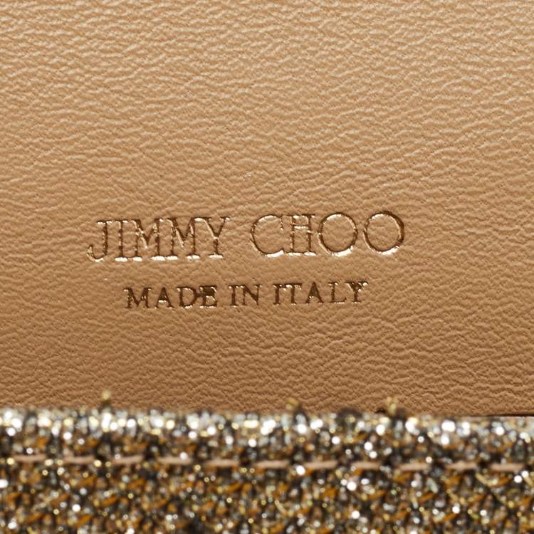 Pre Owned Jimmy Choo Gold Glitter Riane Chain Clutch