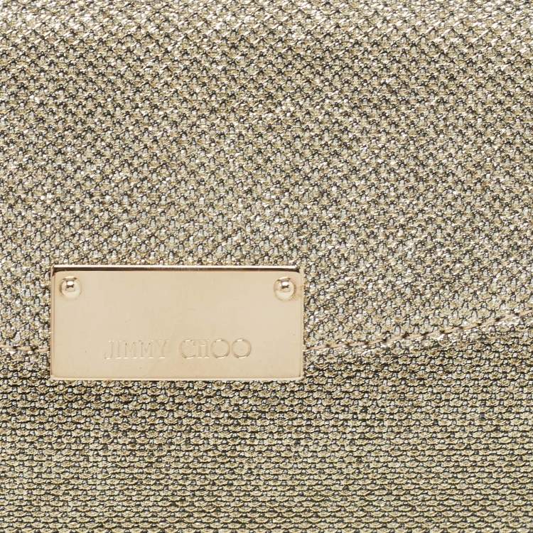 Pre Owned Jimmy Choo Gold Glitter Riane Chain Clutch