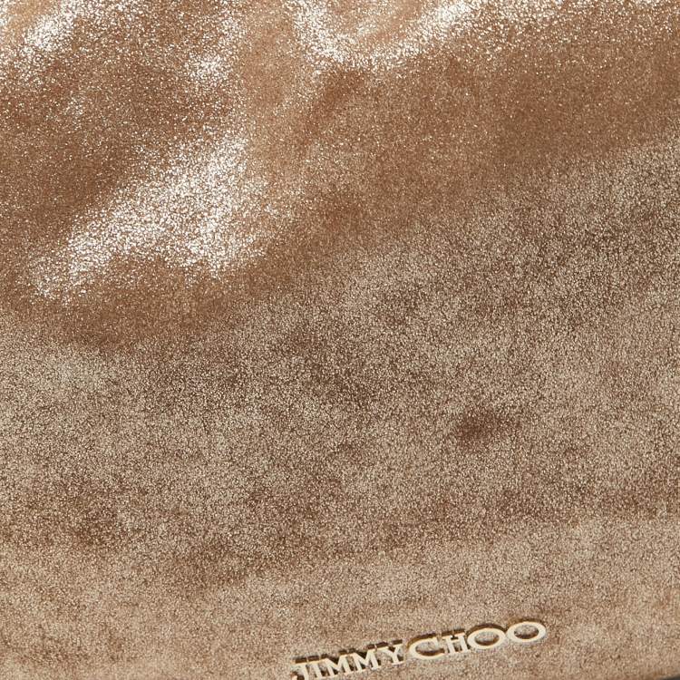 Pre Owned Jimmy Choo Metallic Beige Suede Solar Hobo