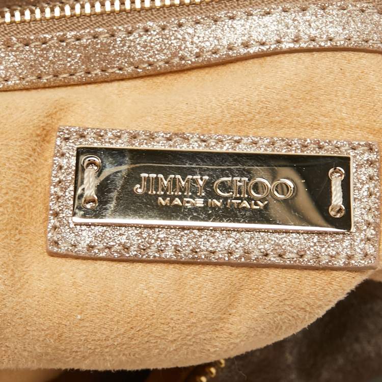 Pre Owned Jimmy Choo Metallic Beige Suede Solar Hobo