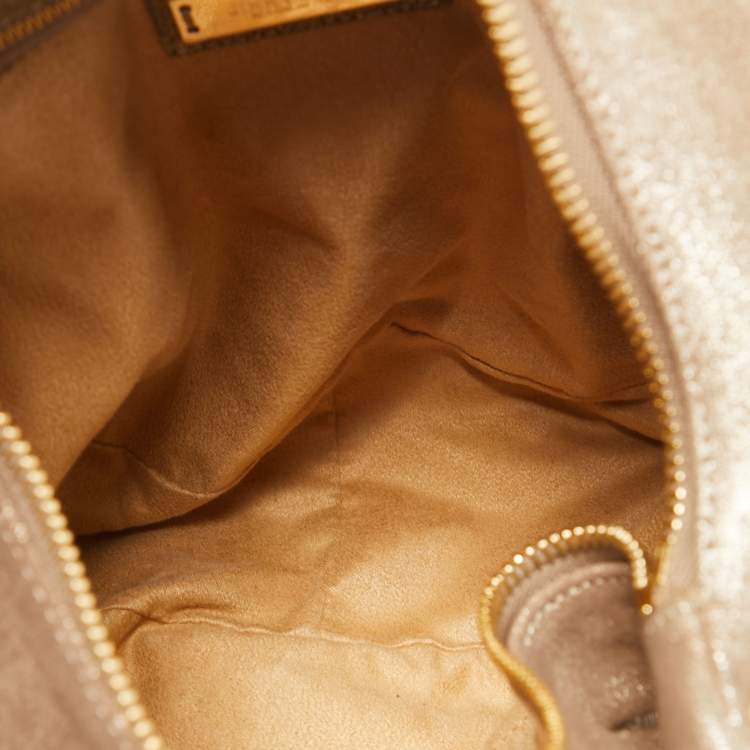 Pre Owned Jimmy Choo Metallic Beige Suede Solar Hobo