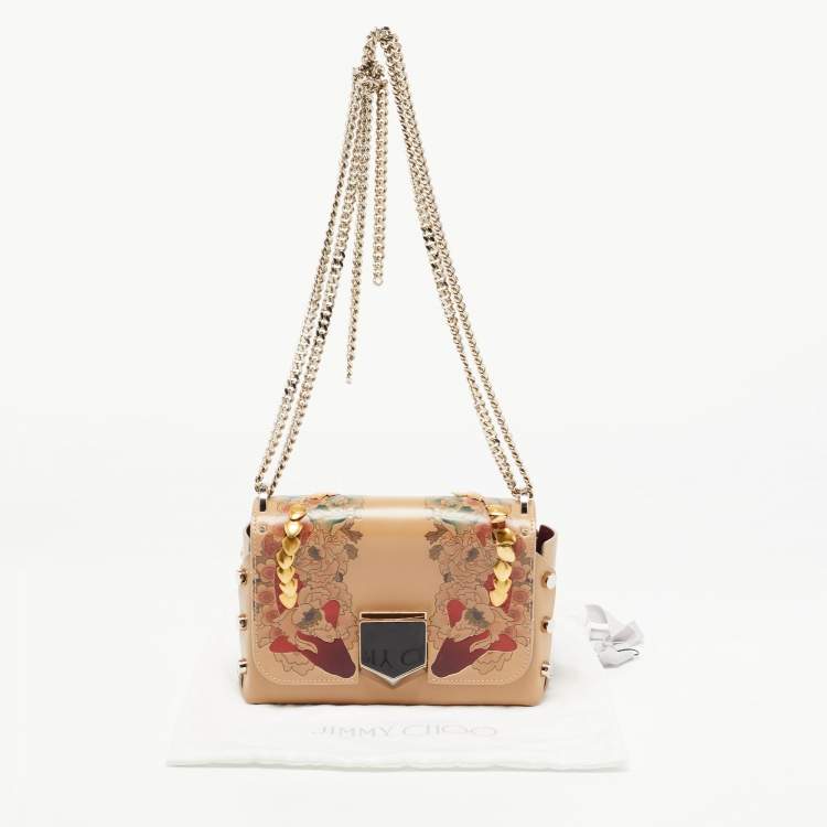 مملوكة مسبقًا Jimmy Choo Beige Floral Embossed Leather Lockett City Shoulder Bag