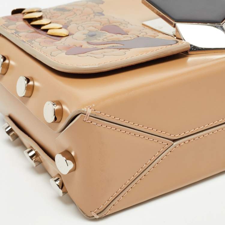مملوكة مسبقًا Jimmy Choo Beige Floral Embossed Leather Lockett City Shoulder Bag
