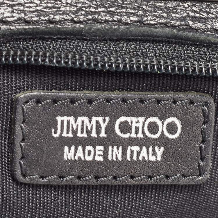 Pre Owned Jimmy Choo Black Perforated Suede and Leather Studded Clutch
