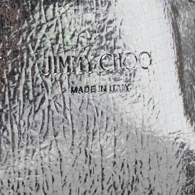 Pre Owned Jimmy Choo Silver/Clear PVC and Leather Name Tag Tote