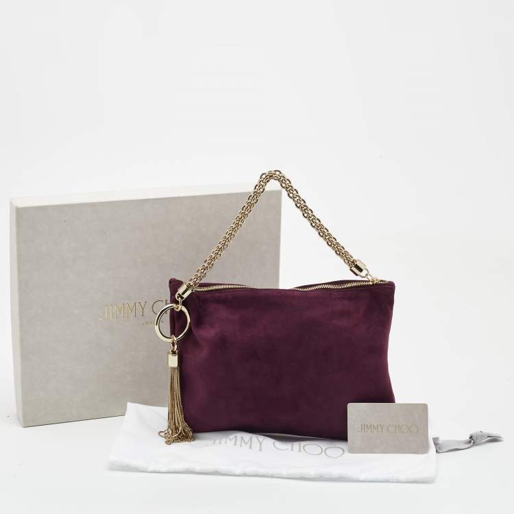 Pre Owned Jimmy Choo Purple Velvet Callie Clutch Bag