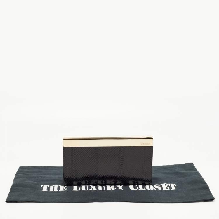 Pre Owned Jimmy Choo Black Karung Leather Cayla Clutch