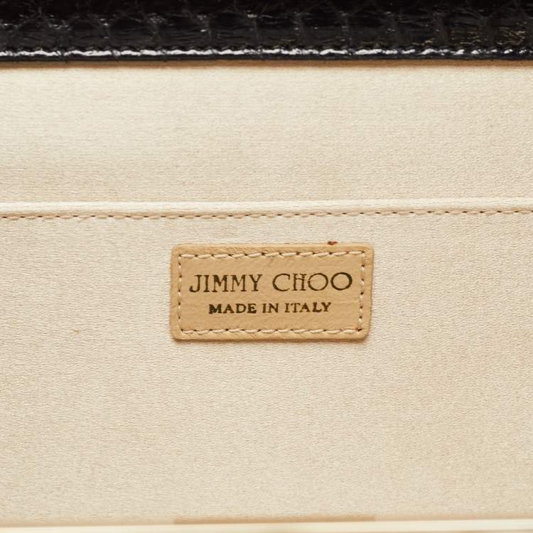 Pre Owned Jimmy Choo Black Karung Leather Cayla Clutch