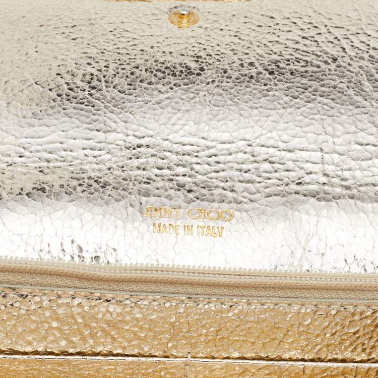 Pre Owned Jimmy Choo Metallic Patent Leather and Glitter Ubai Clutch