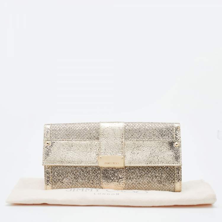 Pre Owned Jimmy Choo Metallic Patent Leather and Glitter Ubai Clutch