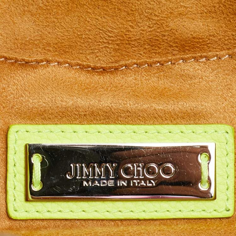 Pre Owned Jimmy Choo Neon Green Leather Mini Rebel Bag