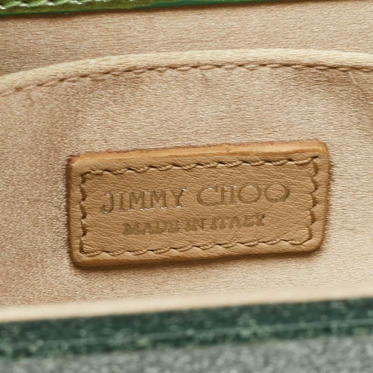 Pre Owned Jimmy Choo Mint Green Glitter Acrylic Candy Chain Clutch
