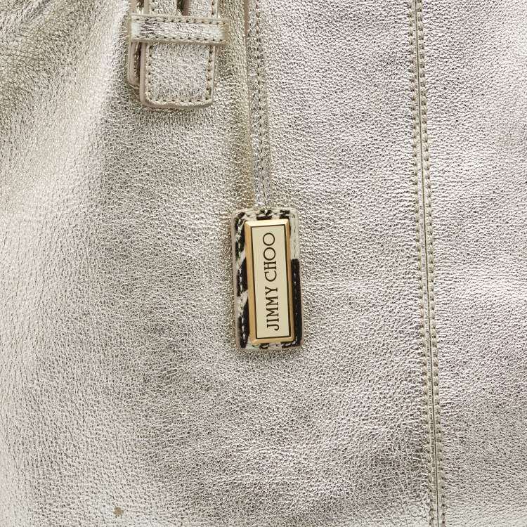 Pre Owned Jimmy Choo Gold Leather Shopper Tote