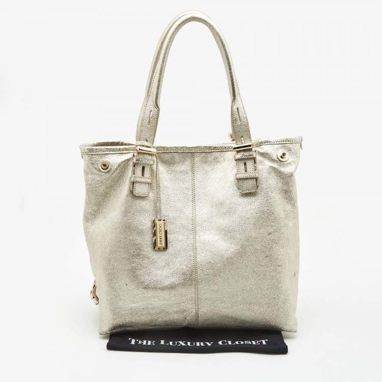 Pre Owned Jimmy Choo Gold Leather Shopper Tote
