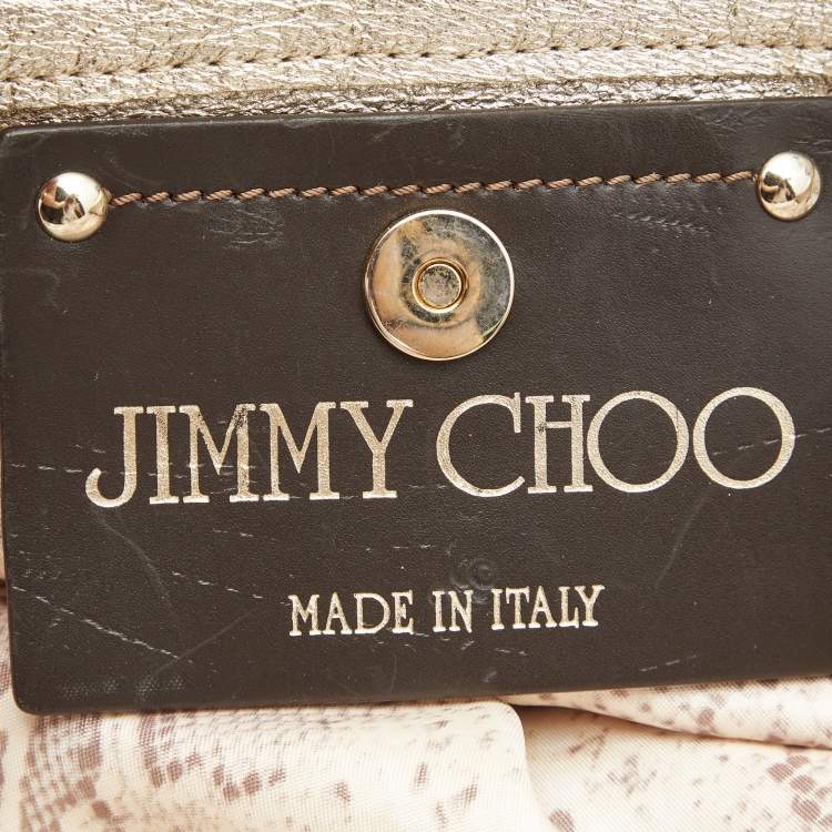 Pre Owned Jimmy Choo Gold Leather Shopper Tote