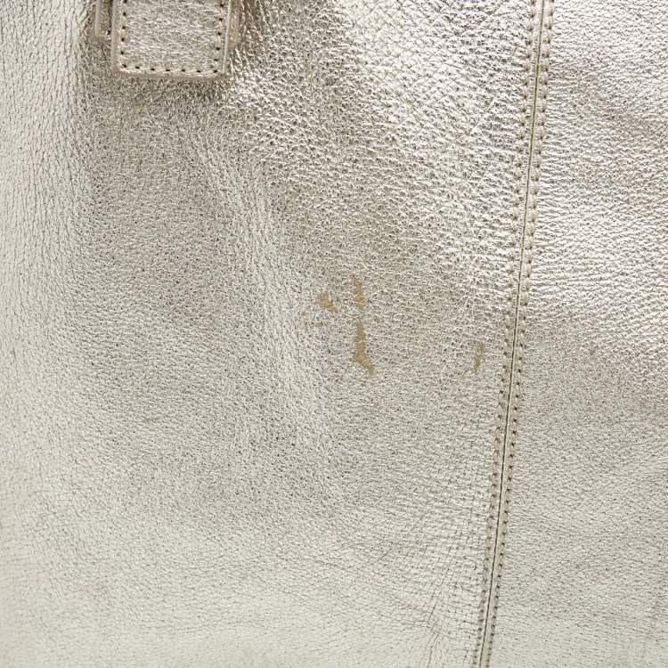 Pre Owned Jimmy Choo Gold Leather Shopper Tote