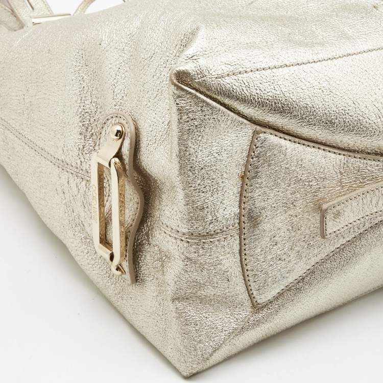 Pre Owned Jimmy Choo Gold Leather Shopper Tote