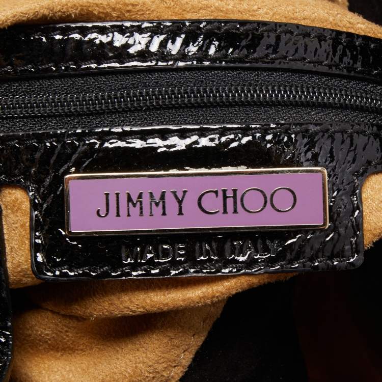 Pre Owned Jimmy Choo Black Patent Leather and Suede Marla Satchel