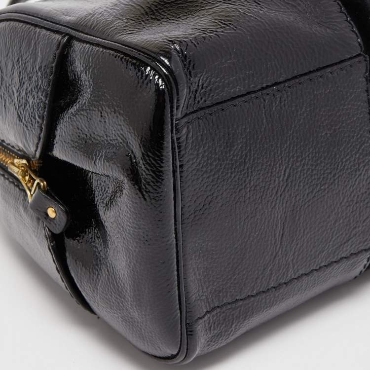 Pre Owned Jimmy Choo Black Patent Leather and Suede Marla Satchel