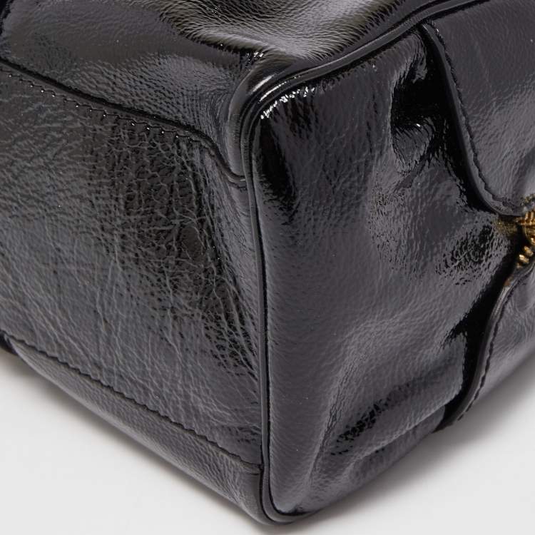 Pre Owned Jimmy Choo Black Patent Leather and Suede Marla Satchel