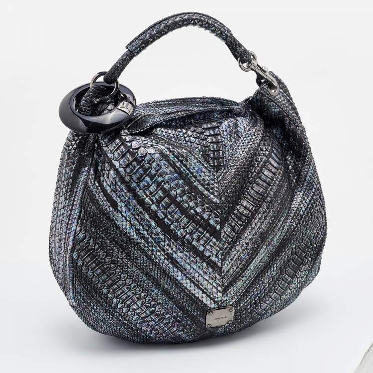 Pre Owned Jimmy Choo Multicolor Holographic Python Sky Hobo