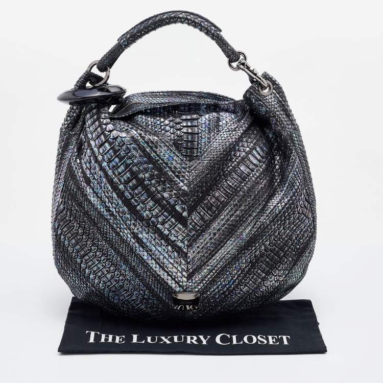 Pre Owned Jimmy Choo Multicolor Holographic Python Sky Hobo