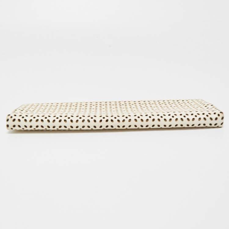 Pre Owned Jimmy Choo Off White Lasercut Leather Frame Long Clutch
