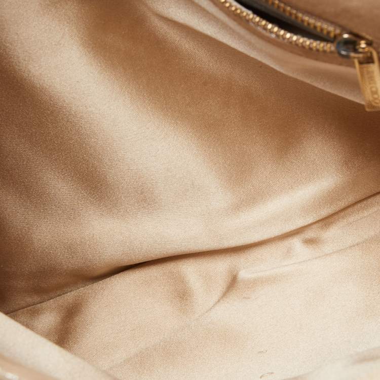 Pre Owned Jimmy Choo Beige Shimmering Suede Chandra Clutch