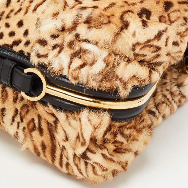 Pre Owned Jimmy Choo Brown/Black Leopard Print Calfhair and Leather Alex Hobo