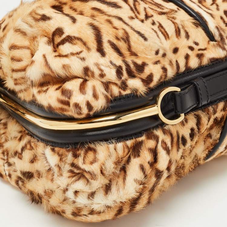 Pre Owned Jimmy Choo Brown/Black Leopard Print Calfhair and Leather Alex Hobo
