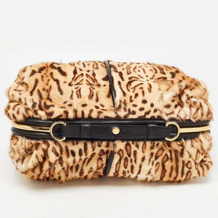 Pre Owned Jimmy Choo Brown/Black Leopard Print Calfhair and Leather Alex Hobo