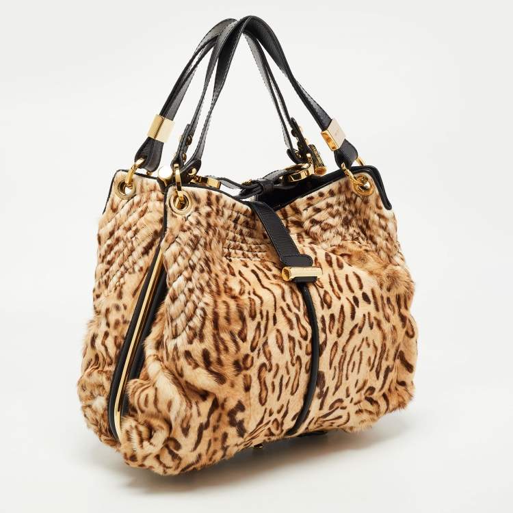 Pre Owned Jimmy Choo Brown/Black Leopard Print Calfhair and Leather Alex Hobo