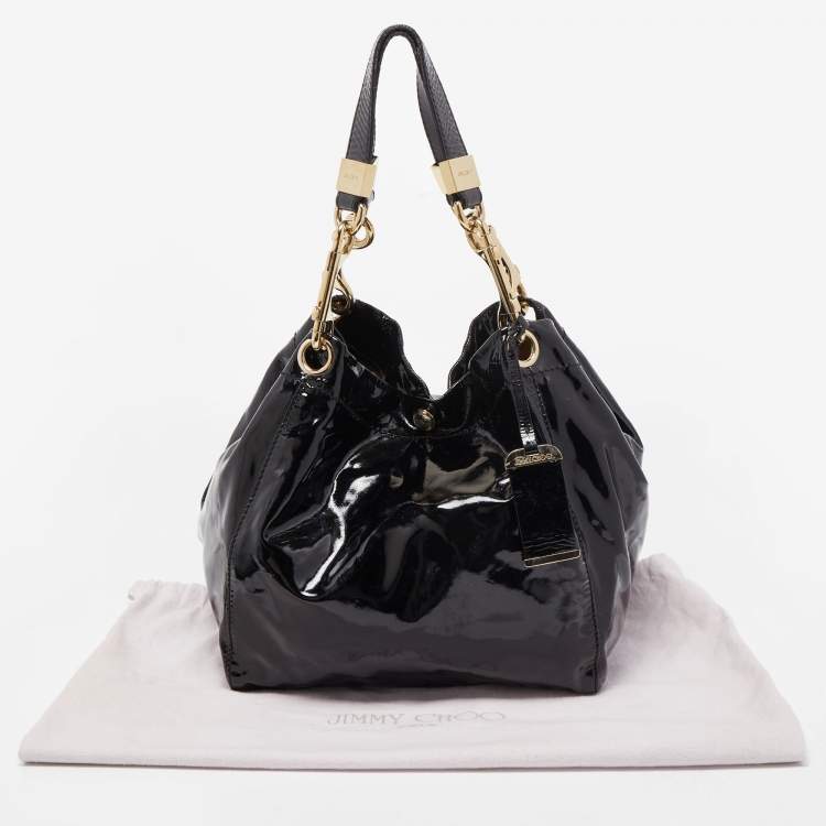 Pre Owned Jimmy Choo Black Patent Leather Lola Hobo
