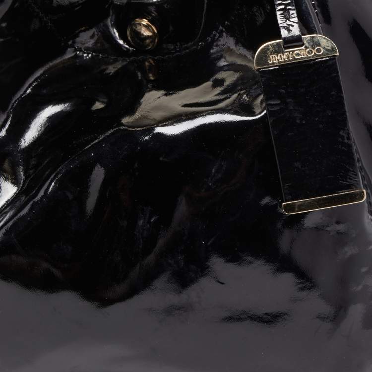 Pre Owned Jimmy Choo Black Patent Leather Lola Hobo