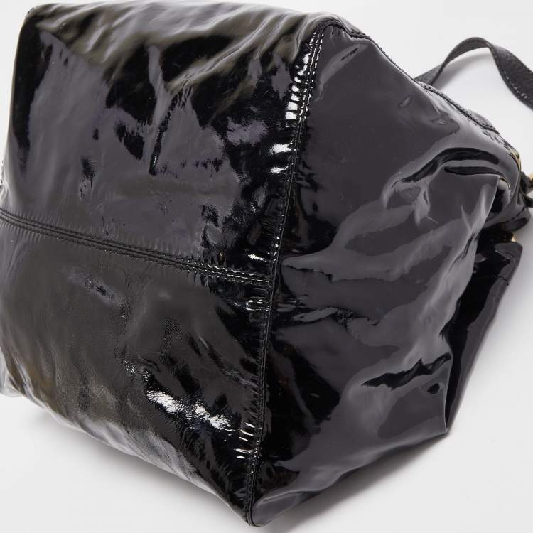 Pre Owned Jimmy Choo Black Patent Leather Lola Hobo