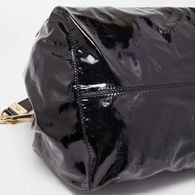 Pre Owned Jimmy Choo Black Patent Leather Lola Hobo