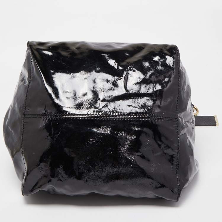 Pre Owned Jimmy Choo Black Patent Leather Lola Hobo
