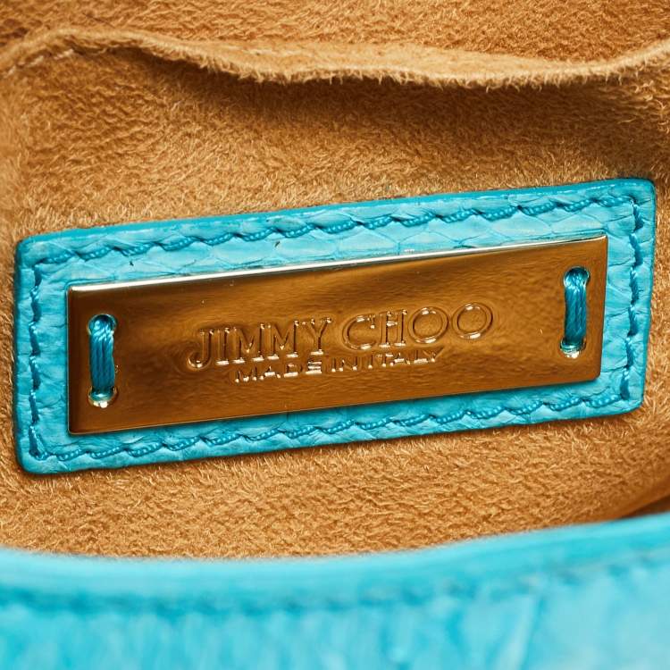 Pre Owned Jimmy Choo Light Blue Watersnake Leather Rebel Crossbody Bag