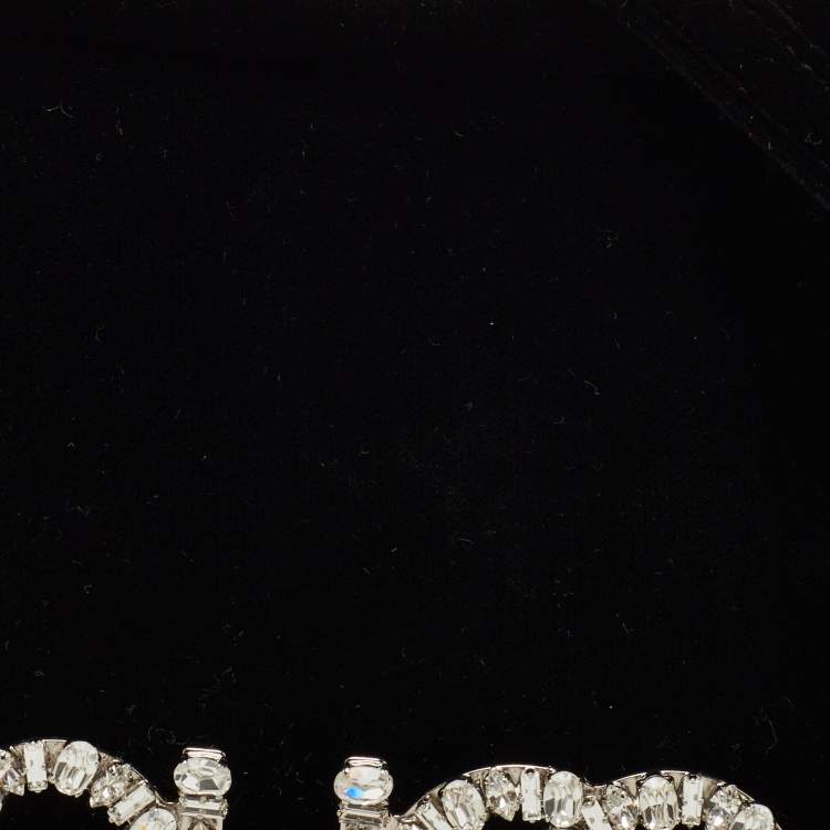 Pre Owned Jimmy Choo Black Velvet Crystals Kalina Chain Bag