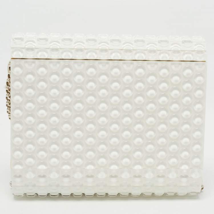 Pre Owned Jimmy Choo White Bubble Wrap Acrylic Candy Chain Clutch